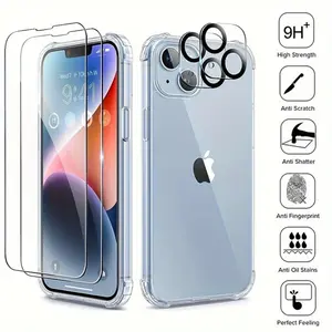 For IPhone 16, 15, 14, 13, 12, 11, 15 And Other Smartphone Models, 2pcs Screen Protectors+2pcs Camera Lens Protectors [HD] [high-definition] [anti Drop] Accessories