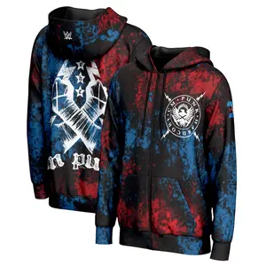 CM Punk WWE 3D Zip Hoodie Skull Crossed Hammers Design Unisex Streetwear Fall Winter Jacket Casual Sporty Fan Merch Gift for Men Women Wrestling Lovers Comfortable