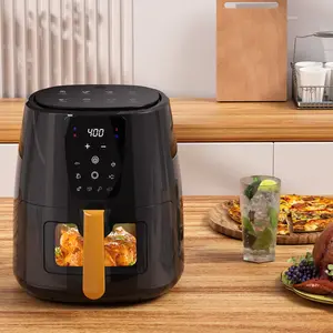 5.8 QT Large Digital Air Fryer with Window for Kitchen Use,Nonstick Made without PFAS, Touchscreen Display,400F,Customized Temp/Time,NonStick Basket,Black Automatic Heat Protection