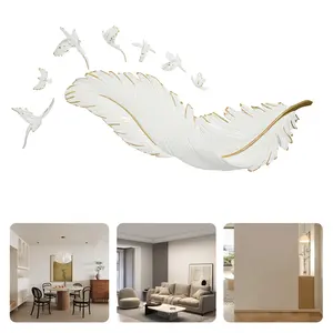 White Resin Feather Wall Decoration 35 Inch Large Wall Mounted Art for Living Room Bedroom Hotel Decor Home Interior Design Wall Art ELEGANT FEATHER DESIGN PREMIUM RESIN CONSTRUCTION CRISP WHITE FINISH