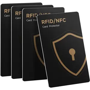 RFID Blocking Cards 4 Pack Credit Card Protectors NFC Contactless Cards Protection for Business & Travel Wallet