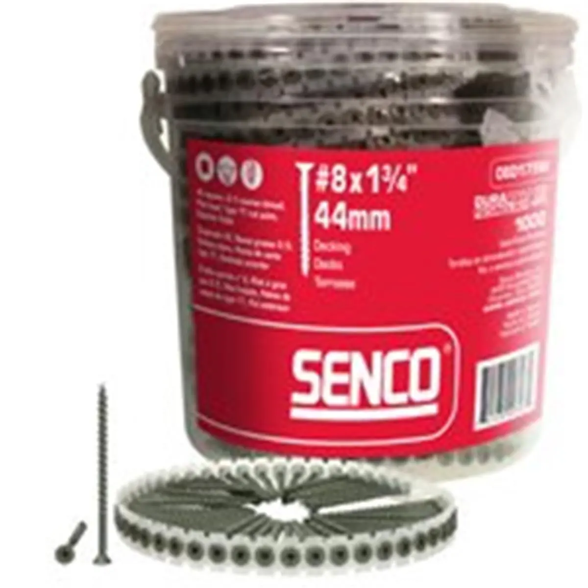 Senco Products 08d250w 8x2.5 In. Collated Deck Screws, 50 Screws with Coarse 2/3 Thread, Wax Coating, Exterior Weatherex Finish, Packaged in Reusable Plastic Bucket