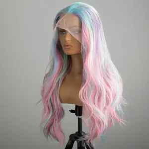 "Dreamy Siren" | Synthetic Lace Front Wig | Long Wavy Pink & Blue Wig