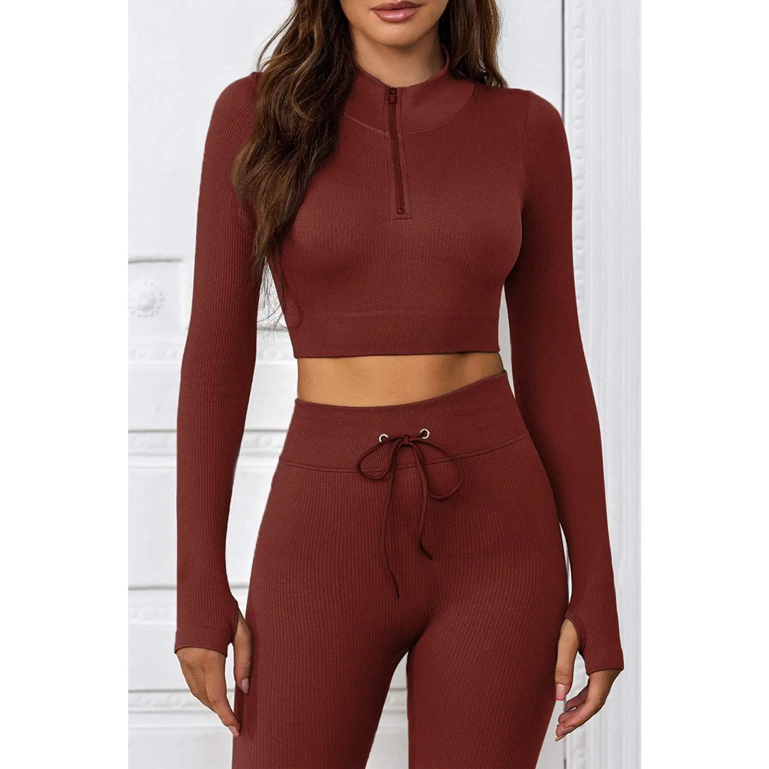 Half-Zip Thumbhole Sleeve Sports Top