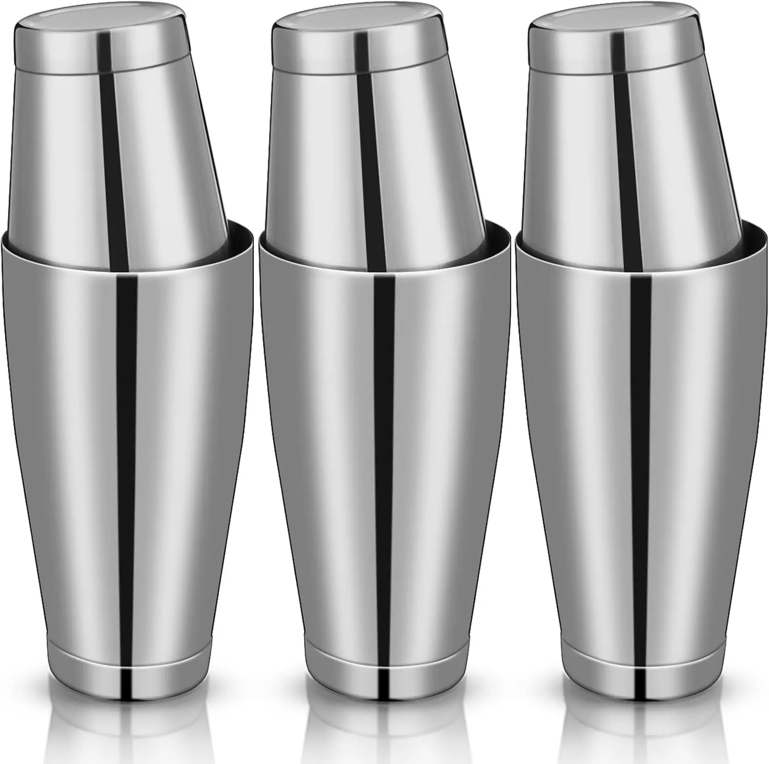 6 count  Shakers Professional Bar Shaker Boston Set Stainless Steel Martini Drink Mixer Basic Tool Weighted Shake Metal Can  Shaker Set, 18 Oz, 28 oz ()