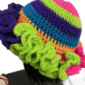 Women's Ruffled Brim Hat, Colorful Summer Fun Accessory with Sun Protection