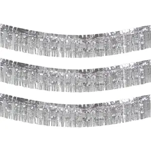10  Long Roll Foil Fringe Garland - Pack of 3 | Shiny Metallic Tassle Banner | Ideal for Parade Floats, Bridal Shower, Wedding, Birthday | Wall Hanging Fringe Garland Banner ()