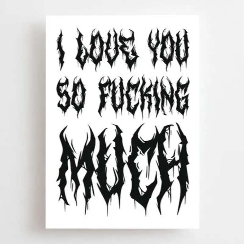 1pc Heavy Metal Anniversary Card, Black Metal Valentine's Day Card, Gothic Rock Emotional Love Card, Black and White Style "I Love You" Card for Girlfriend, Boyfriend or Partner