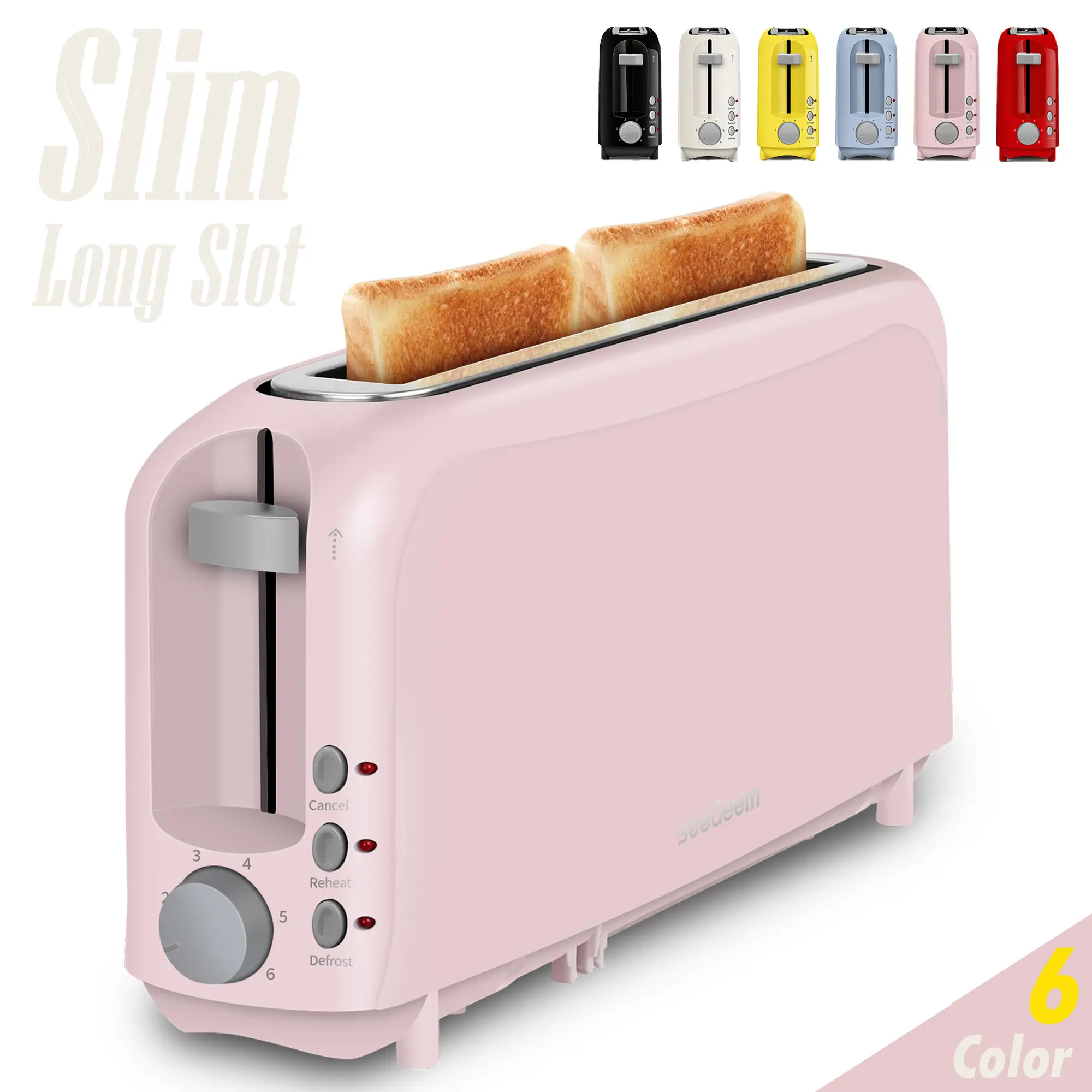 2 Slice Slim Toaster, Single 10" Long Slot Toaster Fits Bagels & Artisan Bread, 6 Shade Settings, Cancel/Reheat/Defrost, Removable Crumb Tray, Auto Shut-Off,