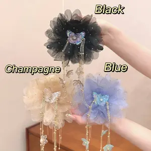 Tassel Butterfly Mesh Flower Hair Clip for Women, Versatile Shark Hair Clip for Hair Volume, Stylish Elegant Decorative Hair Accessory, Durable Lightweight Grip for Daily Use, Party, Wedding & Gift