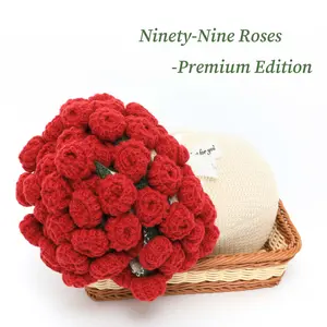 BUYHAPPY Magic Bloom Blanket Bouquet 2-in-1 Handmade Crochet Rose Throw & Floral Decor for Mother's Day Birthdays Anniversary Gifts Valentine Presents for Girls