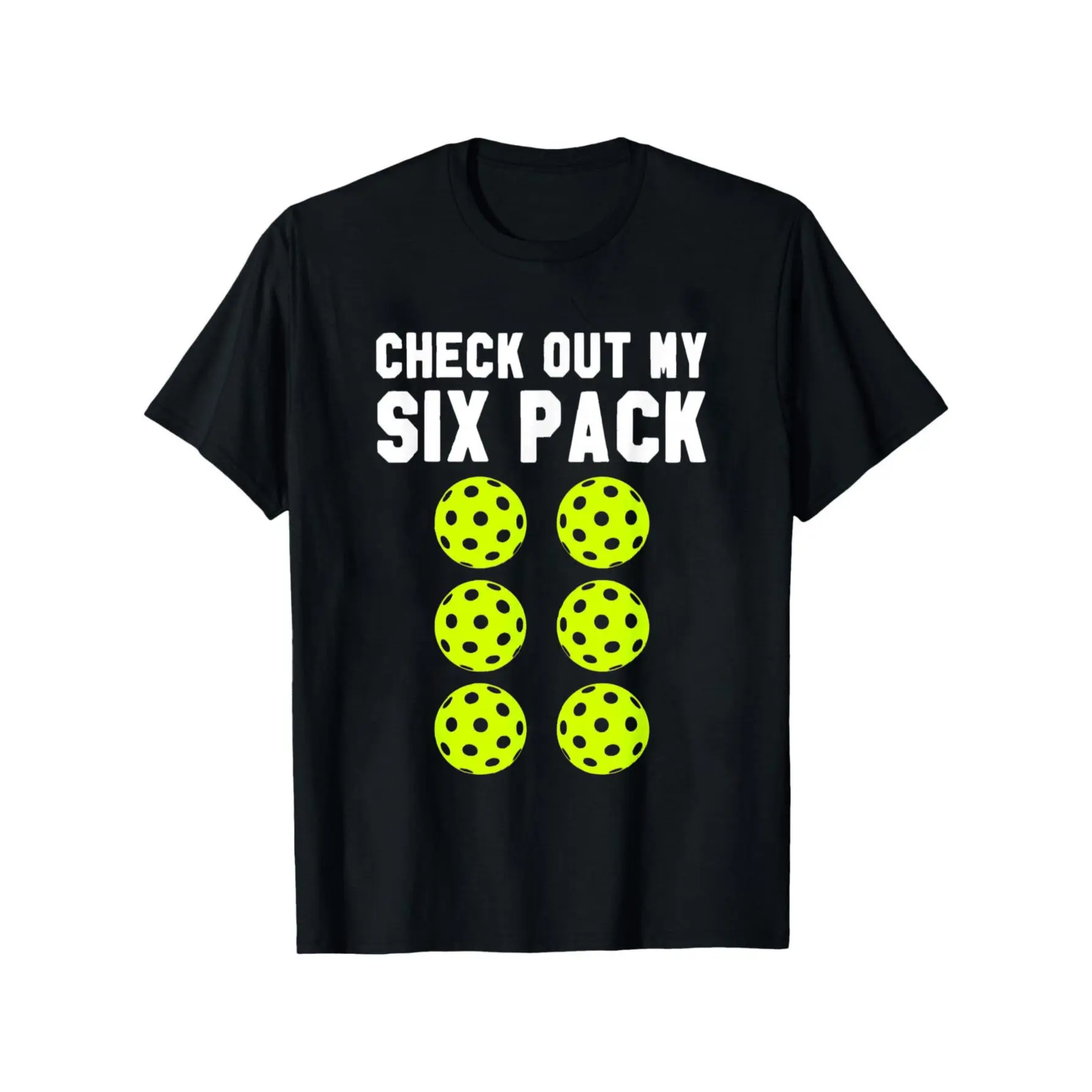 Men's 6-Pack Graphic Pickleball T-Shirt, Casual Comfortable Menswear Top for Pickleball Enthusiasts