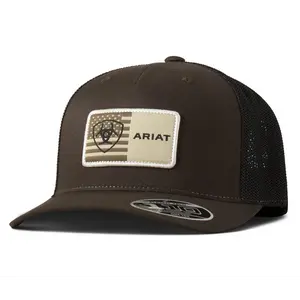 A300090702 Ariat Men's FlexFit 110 Cap SnapBack American Flag Patch - Brown