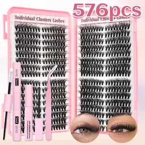 DIY Cat-Eye Eyelash Clusters Kit, Eyelash Extensions Set, Fox Eye Style Lash Clusters Kit, 30D40D60D, Faux Mink Lashes Kit, Left&Right Lash Clusters Set, Lightweight Curled Eyelashes, Waterproof Long-Lasting, Includes Bond&Seal&Tweezers