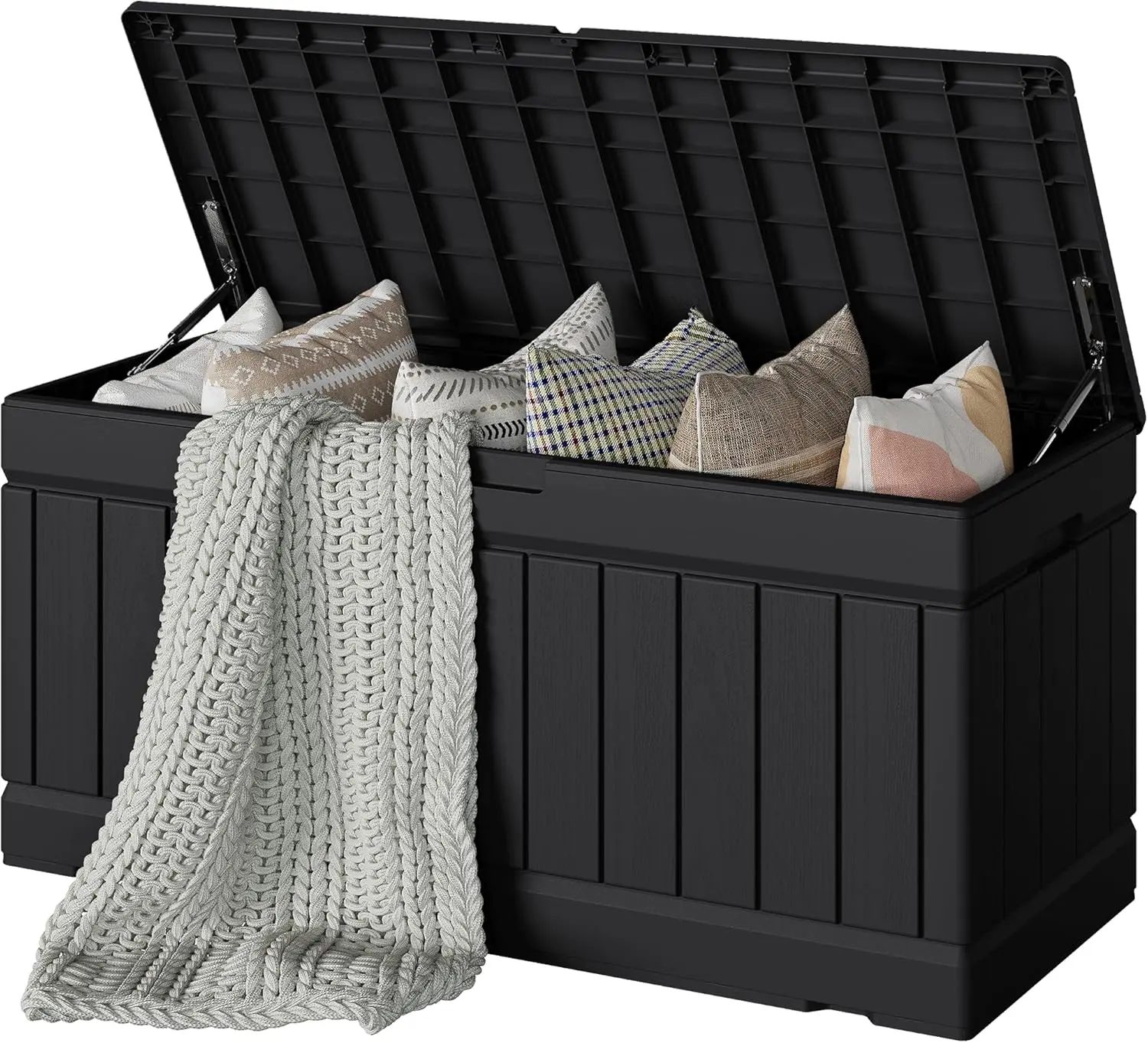 78 Gal Waterproof Resin Deck Box - Lockable Outdoor Storage Bench, Home Organizer Storage Bin for Patio Furniture, Garden Tools, Pool Supplies