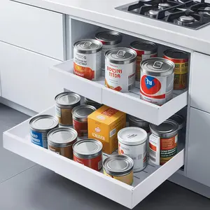 NEW Pull Out Cabinet Organizer With Adhesive Nano Film, Adjustable Adhesive Drawers, Expandable Pull Out Drawer for Kitchen Cabinets(12.6”-20.5” x 16.5”)