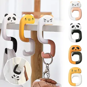 4pcs Cute Portable Bag Hook Animal Plastic Table Hook Purse Handbag Travel Bag Organizer Holder Pouch Holder Office Decor Plastic Desk Side Hooks