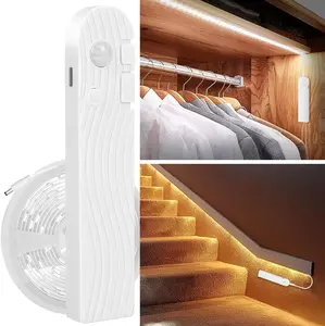 16.4ft Stair Lights Motion Sensor Indoor - Rechargeable Closet Staircase Pantry Kitchen Lighting, 2200mAh Battery Powered Motion Activated Led Light Strip
