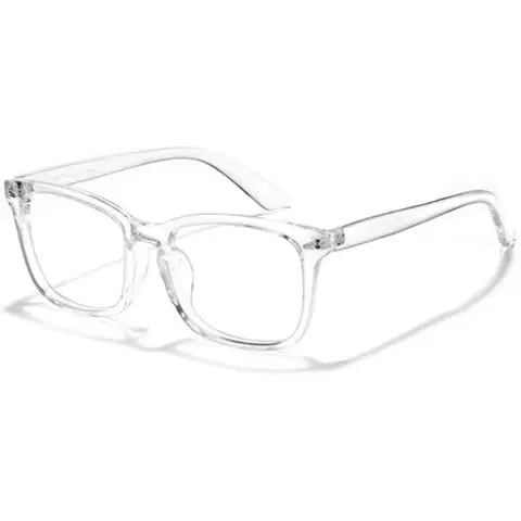 Non-Prescription Blue Light Eyeglass - Impact-Resistant PC Full Rim, Durable Minimalist Modern Flat Frame, Lightweight Transparent Elegant Appearance Eyewear for Students, Game Ready for Screen Use