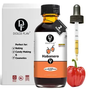 Dolce Flav Oil-Soluble Habanero Flavoring Extract 2oz - Spicy Blend for Baking Candy Cosmetics - Dye-Free Alcohol-Free Natural Flavoring