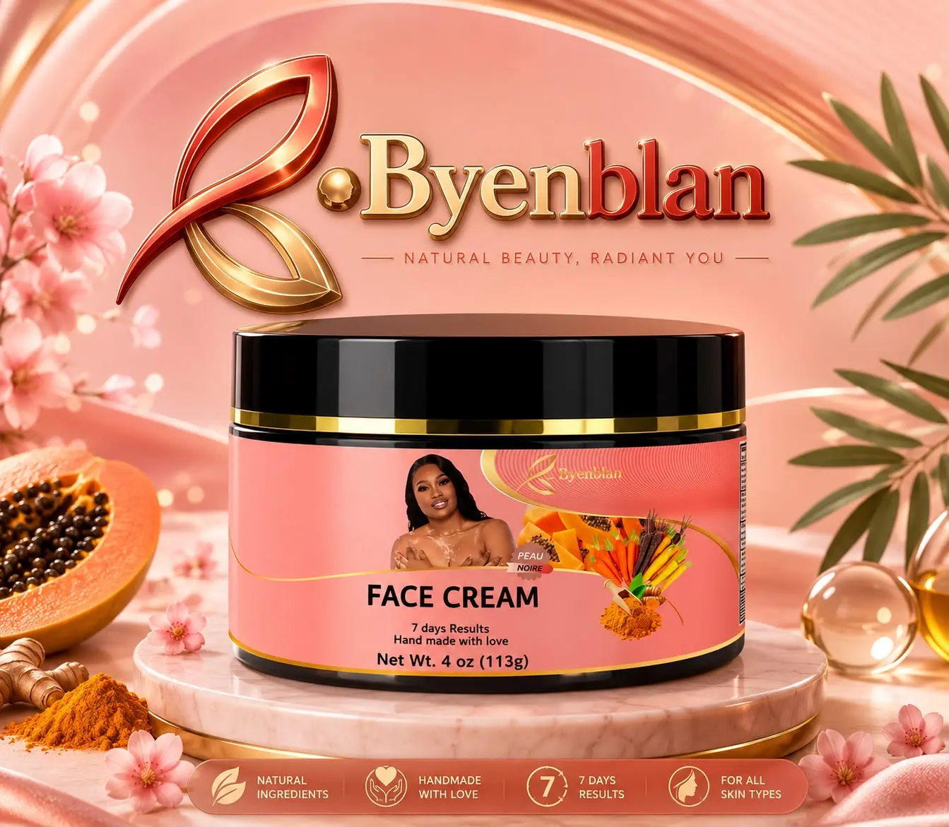 D&J  Byenblan Peau Noir Beauty Care Set - 4 oz Face Cream Moisturizing