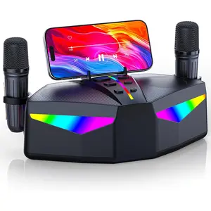 Karaoke Machine, Real 35W Portable Speaker,8H Long Time, 2 Rechargeable  Microphones,LED,Karaoke Machine for Adults & ,BT/FM/USB/TF/AUX,for  Party/Outdoors(CHJ161-Black)
