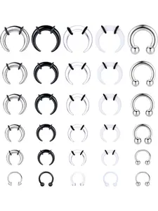 16G-6G Septum Pincher Tapers Rings Acrylic Stainless Steel Internally Threaded Spike Horseshoe Barbells Septum Pincher Nose Ear Cartilage Stretching Kit for Women Men Septum Tusk Jewelry Nose Rings Hoops Septum Clicker Ring