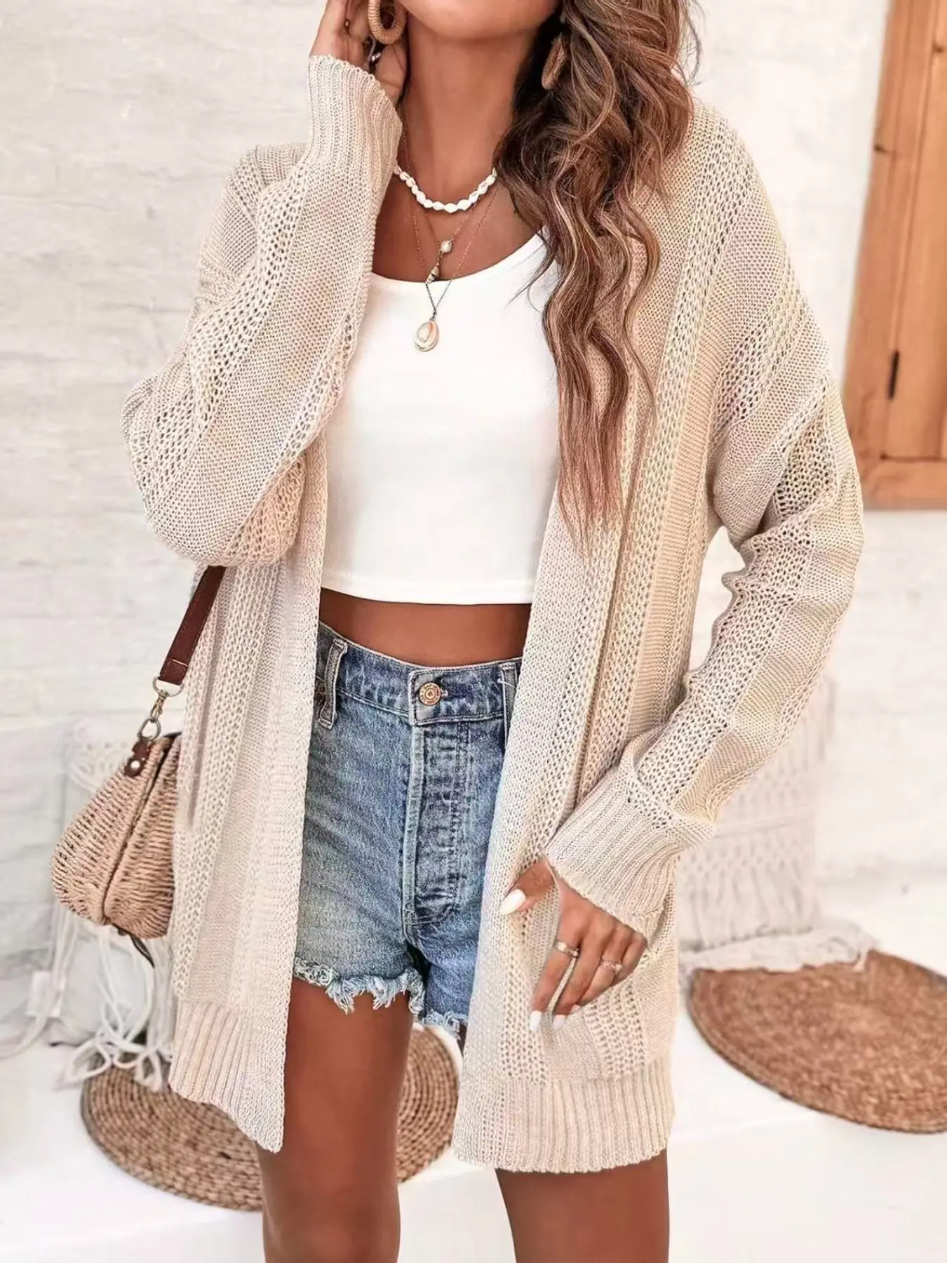Women's Y2K Elegant Basic Long Sleeve Knitwear Knitting, V-Neck Plain Solid Color Cardigan Tops, All Seasons Casual Wear Everyday, Lightweight Daily Essential Womenswear