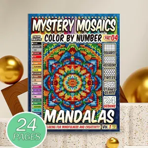 Adult Coloring Book, Mosaic Art Style Stress Relief, Mystery Mosaic Design, Digital Coloring Pages, No Pens Included