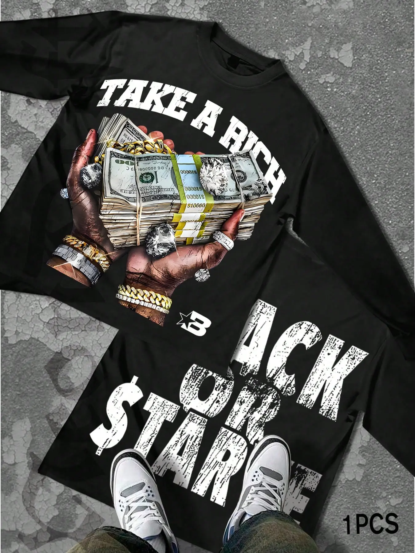 Men's Long Sleeve T-Shirt, Basic Layering Tee, Cartoon Dollar Pattern, Fashion Casual Daily Wear, Street Style, Perfect Gift Choice, Menswear, Streetwear