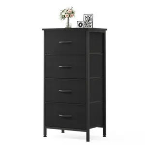 Dresser for Bedroom, Storage Drawers, Skinny Fabric Storage Tower with 4 Drawers