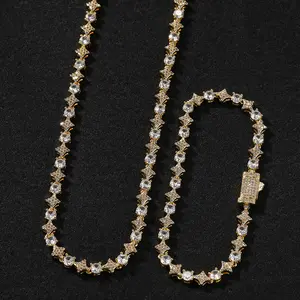 6mm Star Iced Out Tennis Chain Necklace/Bracelet, Cubic Zirconia Hip Hop Jewelry for Men, Versatile Streetwear Statement Piece