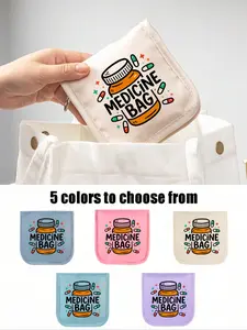 1pc Portable Medicine Bag, Compact Pill Organizer & First - Pouch,Medicine Bottle Pattern Printing，Travel - Friendly Medication Storage For Daily/Outdoor/Travel, Essential For Health