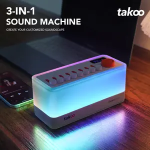 TAKOO 3-in-1 Sound Machine/Bluetooth Speaker/Night Light, DIY Mixable 8 Nature Sounds & White Noise, Green Noise, Brown Noise, Pink Noise, 11 Ambient Lights, 180-min Timer for Sleep Aid, Relaxing, Kids, Smartphone, Audio