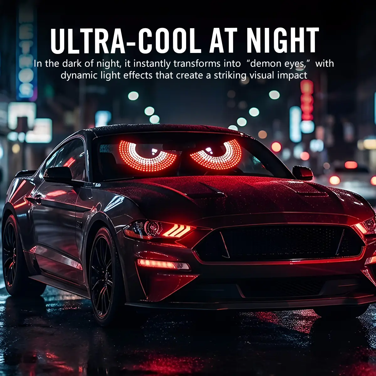 2PCS LED Devil Eyes Demon Eye Car Headlight Insert | RGB Color Changing Smart Strobe USB Rechargeable | Digital Eye Screen Projector Exterior Mod Light | Universal Fit Car Truck SUV Accessories Smoked Lens Tail Lights for Ford F150