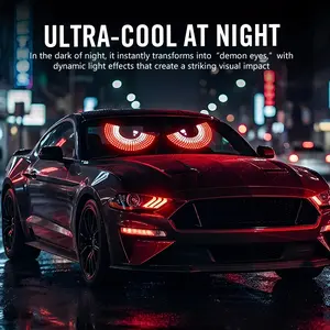 2PCS LED Devil Eyes Demon Eye Car Headlight Insert | RGB Color Changing Smart Strobe USB Rechargeable | Digital Eye Screen Projector Exterior Mod Light | Universal Fit Car Truck SUV Accessories Smoked Lens Tail Lights for Ford F150
