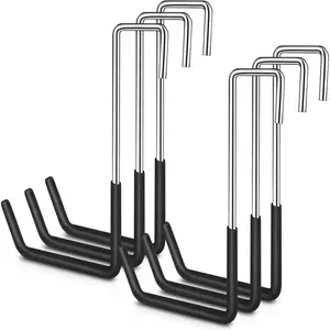 6 Pack Heavy Duty Rafter Hooks for  Vinyl Coated Large S Hooks for  Ladder  Hangers Garage Storage Organizer Black