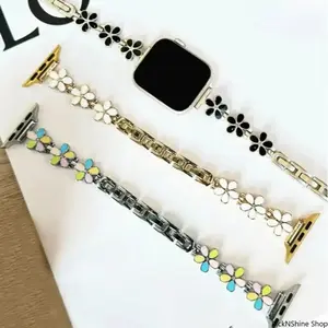 Flower Design Apple Watch Band, Elegant Stylish Strap For Women, Compatible With Regular Watch Series And Standard Size Range, Smooth Adjustable Lightweight Durable For Daily Casual Dating And Formal Occasion Wear