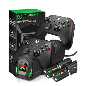 ESYWEN Controller Charger Station with 2x2250mAh Rechargeable Battery Packs for Xbox One/Series X|S Controller,Dual Charging Dock for Xbox One Controller Battery Pack with 4 Battery Covers for Xbox