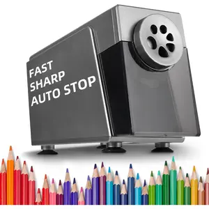 Electric Pencil Sharpener for Classroom, Heavy Duty,6 Holes, Stronger Helical , Auto Stop, Plug in, Suitable for 6-12mm No.2/Colored Pencils, Teachers,School &    Plug Only