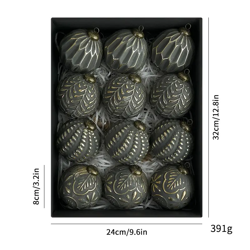 Antique ball black 8cm 12 pieces