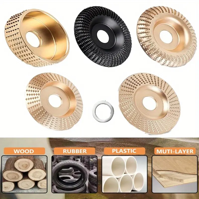 5PCS Angle Grinder Wood Carving Disc Set, Polishing Wheel Pad Sanding Disc for Wood, Stump Grinder Tool Grinding Shaping Disk, Cutting Wheel for 4 1/2 Angle Grinder Attachments Rotary Tool