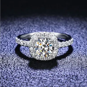 Platinum 925 Sterling Silver 2CT Moissanite Gemstone Cushion Cut Ring (5.25-9)