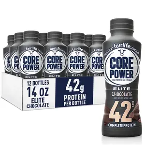 Core Power Fairlife Elite 42g High Protein Milk Shake Bottle, Ready To Drink for Workout Recovery, kosher, Liquid, chocolate, 14 Fl Oz (Pack of 12) Beverage Energy