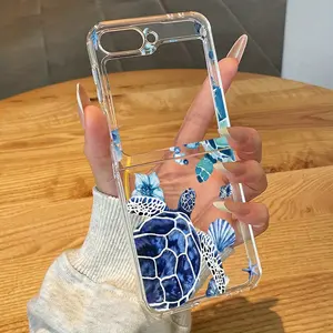 Cute Sea Turtle Clear Case for Samsung Z Flip 7 6 5 4 3 & Samsung Z Fold 7 6 5 4 3 & Motorazr 60 50 40 Ultra| Ocean Beach Aesthetic| Shockproof Protective Cover, Crystal, Accessories
