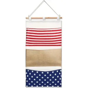 Fish Extender Gift Hanger with 3 Pockets 2026 Cruise Travel Fe for Gift Exchanges Organizer Linen Cotton Hanging Storage Bag for Cruise Line Cabin Door, 24.6 x 13.2 Inch