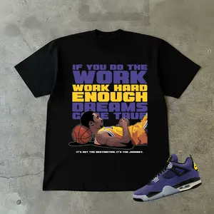 Lakeshow 4s Match Tee “Black Mamba Work Hard For Your Dream” Graphic – Streetwear T-Shirt Sneaker Match Y2K Fit