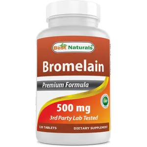 Best Naturals Bromelain 500 mg 120 Tablets Non-GMO Gluten-Free Healthcare Supplement Made in USA GMP Compliant