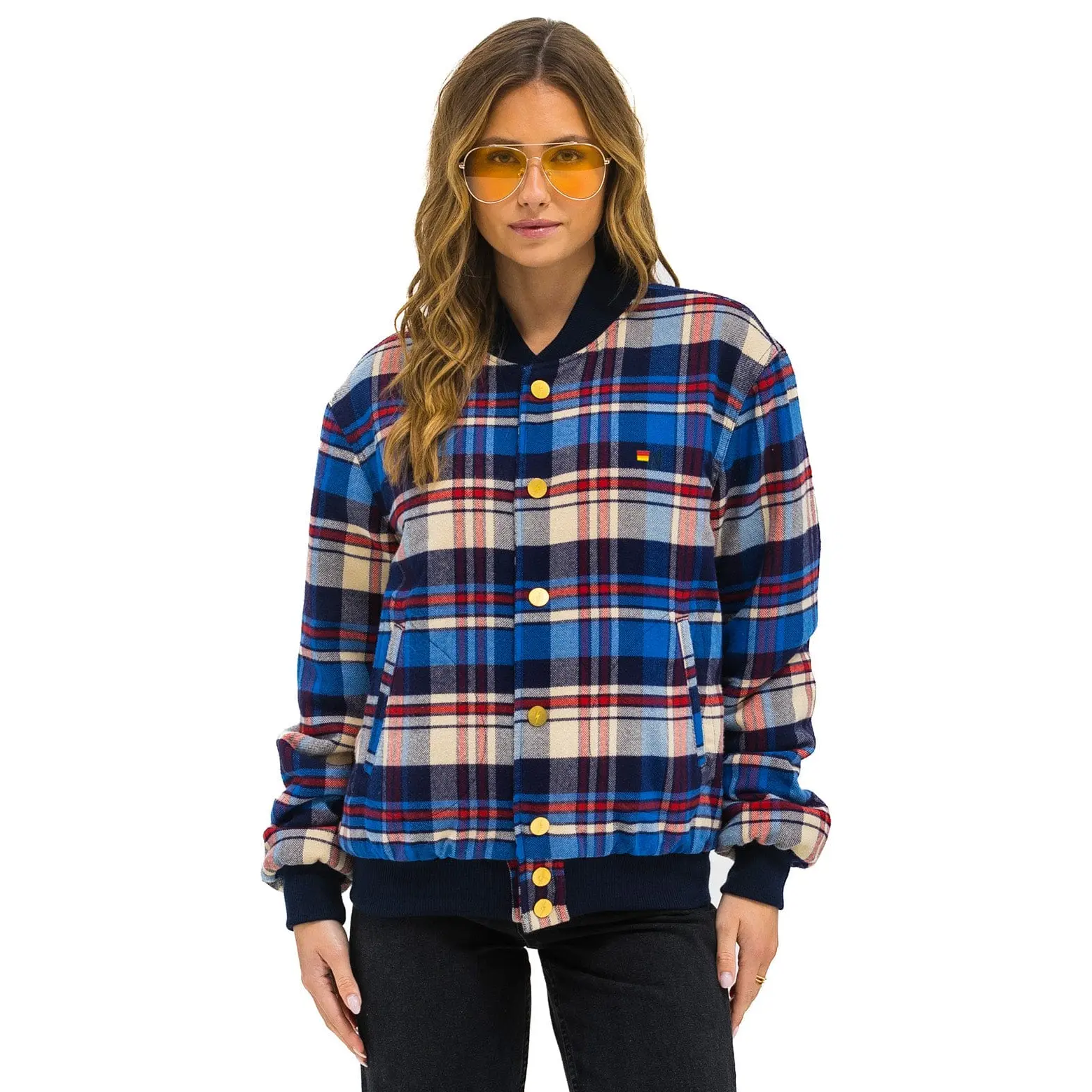 PLAID UNISEX VARSITY JACKET - PATRIOT PLAID