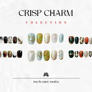 Press On Nail Collection - Reusable False Nails Kit for Women gentle, stylish patterns Press-on handmade kawaii caps Collector Dust Suction Adjustable wear everyday